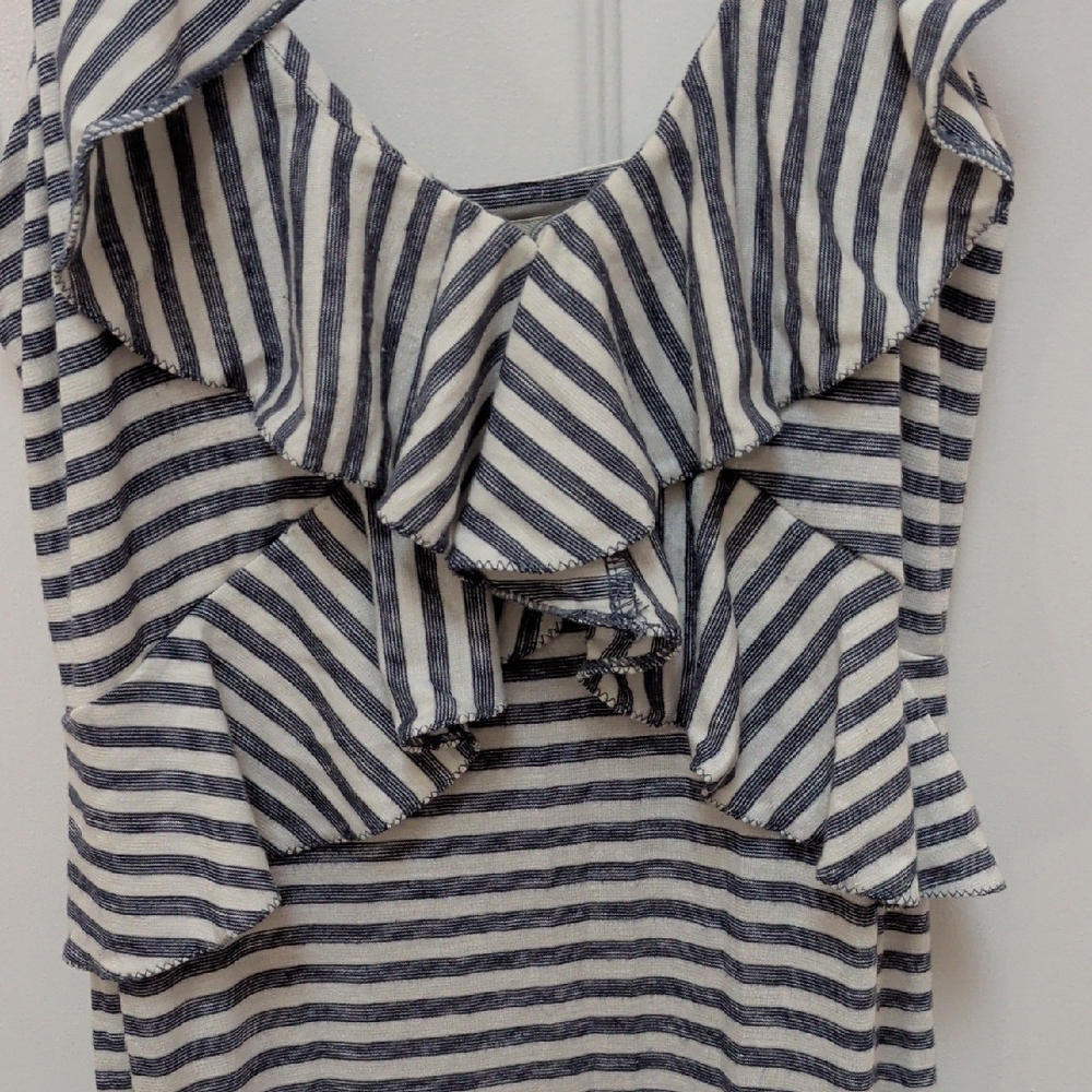 Max Studio Striped Ruffle Maxi Dress - Black & White - Picture 2 of 8